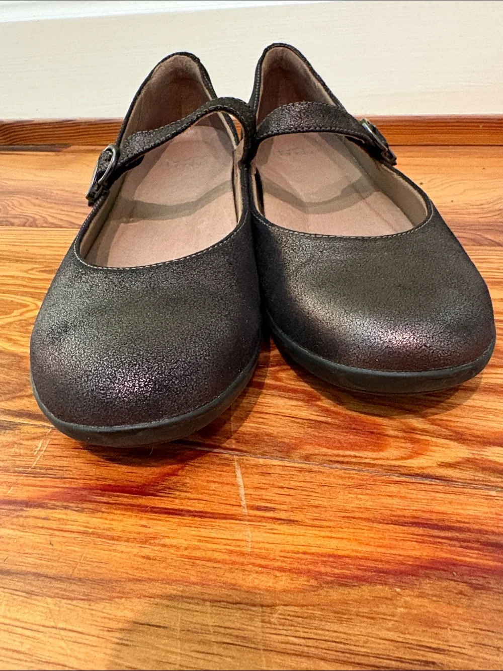 Dansko Metallic Brown Mary Jane Flats with Velcro Buckle Strap